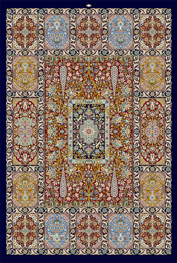 فرش ابریشم ماشینی مدرن و سنتی مناسب حال و پذیرایی برند دفه کد  ABRISHAM SM 1018