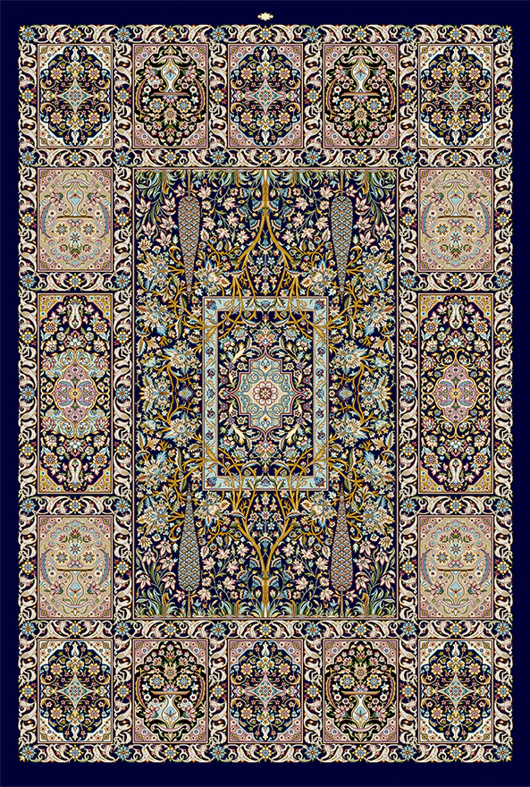 فرش ابریشم ماشینی مدرن و سنتی مناسب حال و پذیرایی برند دفه کد  ABRISHAM SM 1019