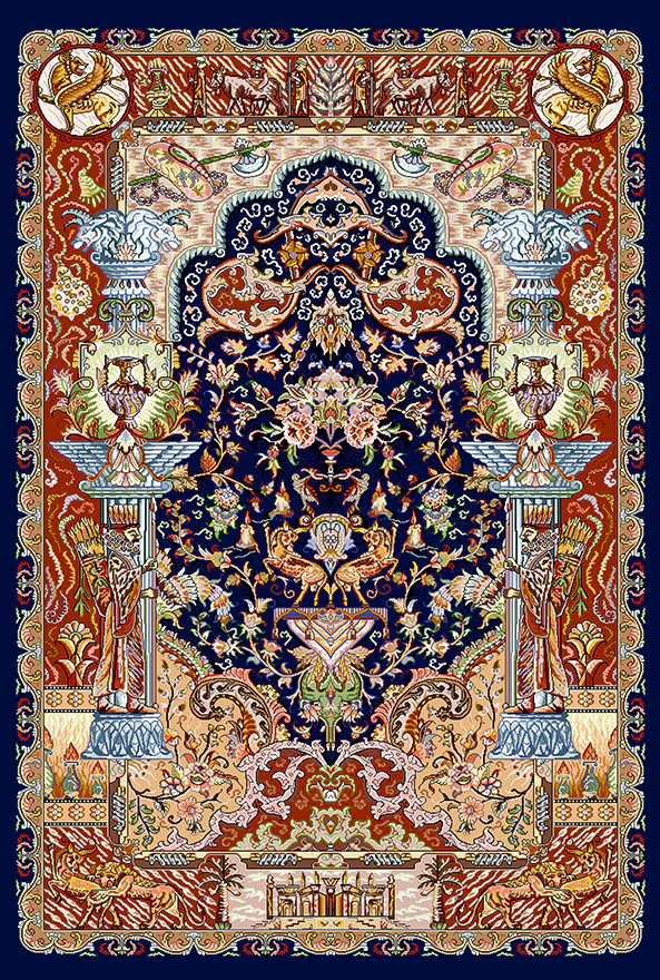 فرش ابریشم ماشینی مدرن و سنتی مناسب حال و پذیرایی برند دفه کد  ABRISHAM SM 1027