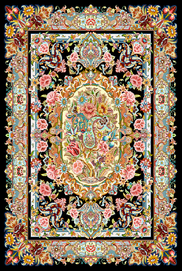 فرش ابریشم ماشینی مدرن و سنتی مناسب حال و پذیرایی برند دفه کد  ABRISHAM SM 1038