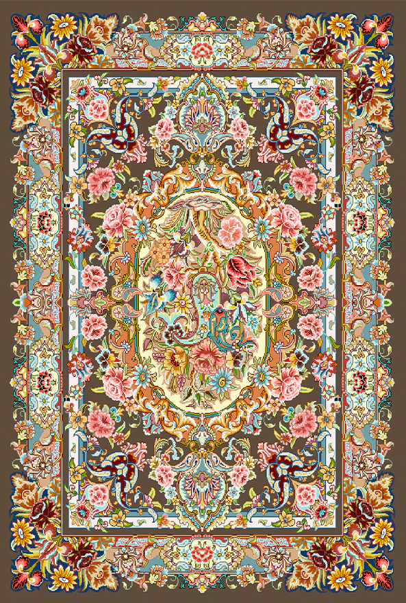 فرش ابریشم ماشینی مدرن و سنتی مناسب حال و پذیرایی برند دفه کد  ABRISHAM SM 1039