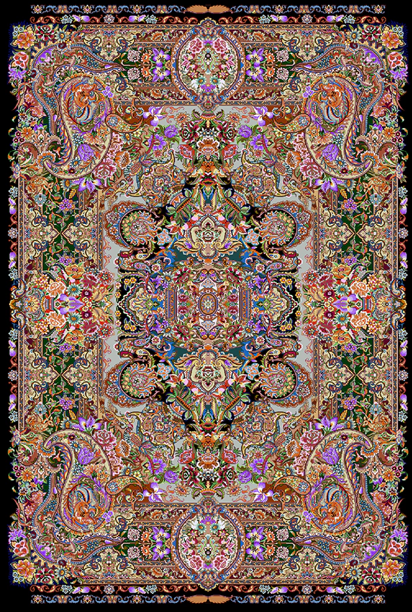 فرش ابریشم ماشینی مدرن و سنتی مناسب حال و پذیرایی برند دفه کد  ABRISHAM SM 1040