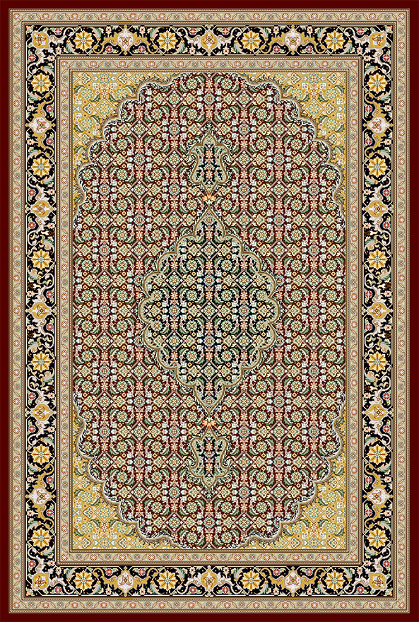 فرش ابریشم ماشینی مدرن و سنتی مناسب حال و پذیرایی برند دفه کد  ABRISHAM SM 1043