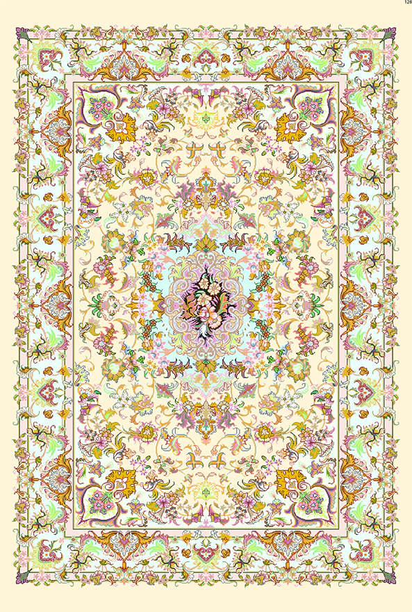 فرش ابریشم ماشینی مدرن و سنتی مناسب حال و پذیرایی برند دفه کد  ABRISHAM SM 1046