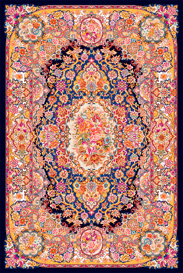 فرش ابریشم ماشینی مدرن و سنتی مناسب حال و پذیرایی برند دفه کد  ABRISHAM SM 1066