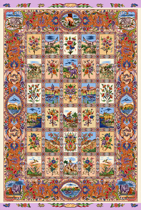 فرش ابریشم ماشینی مدرن و سنتی مناسب حال و پذیرایی برند دفه کد  ABRISHAM SM 1099