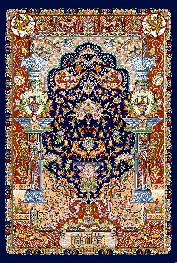 فرش ابریشم ماشینی مدرن و سنتی مناسب حال و پذیرایی برند دفه کد  ABRISHAM SM 1100