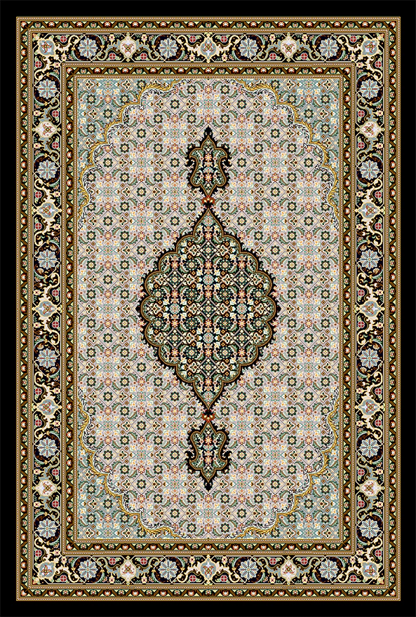 فرش ابریشم ماشینی مدرن و سنتی مناسب حال و پذیرایی برند دفه کد  ABRISHAM SM 1104