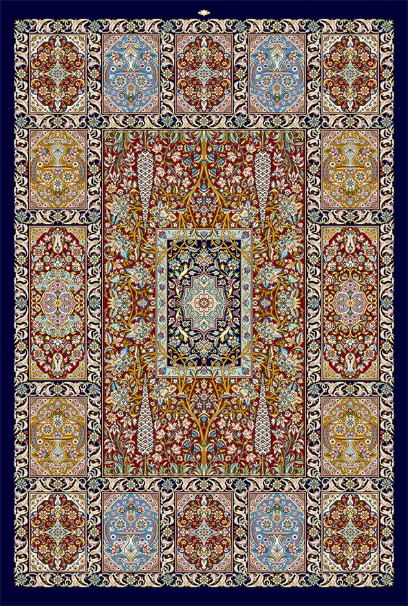 فرش ابریشم ماشینی مدرن و سنتی مناسب حال و پذیرایی برند دفه کد  ABRISHAM SM 1106