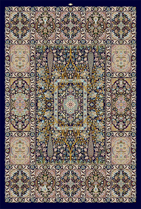 فرش ابریشم ماشینی مدرن و سنتی مناسب حال و پذیرایی برند دفه کد  ABRISHAM SM 1107