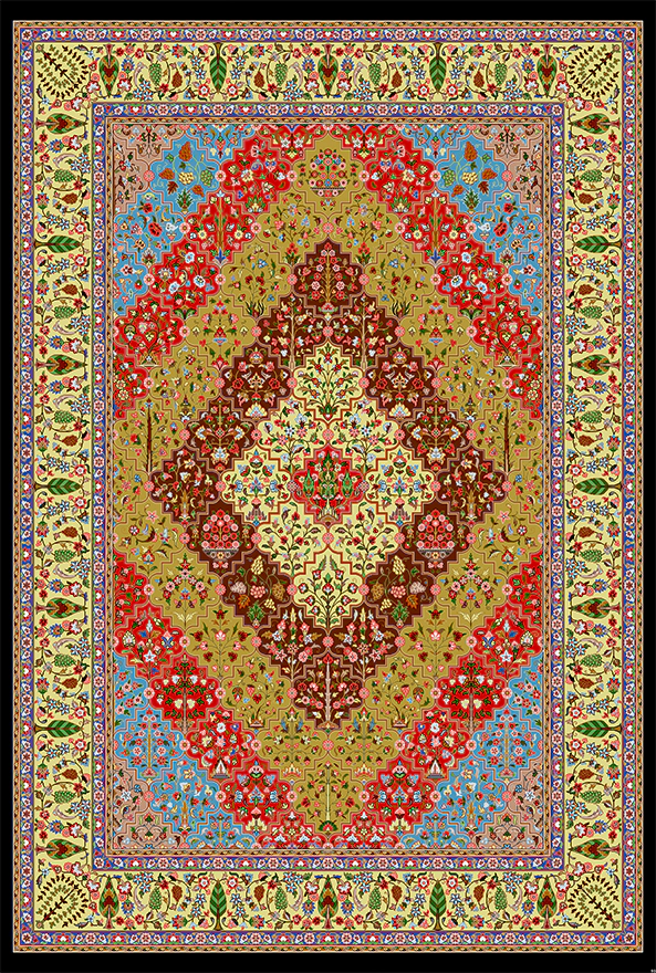 فرش ابریشم ماشینی مدرن و سنتی مناسب حال و پذیرایی برند دفه کد  ABRISHAM SM 1109