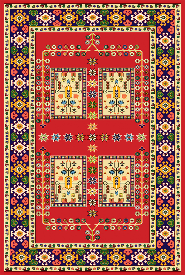 فرش ابریشم ماشینی مدرن و سنتی مناسب حال و پذیرایی برند دفه کد  ABRISHAM SM 1120