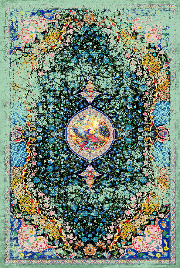 فرش ابریشم ماشینی مدرن و سنتی مناسب حال و پذیرایی برند دفه کد  ABRISHAM SM 1122