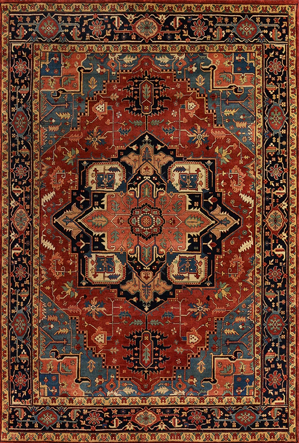 فرش ابریشم ماشینی طرح گلیم مناسب حال و پذیرایی برند دفه کد ABRISHAM SM 1498