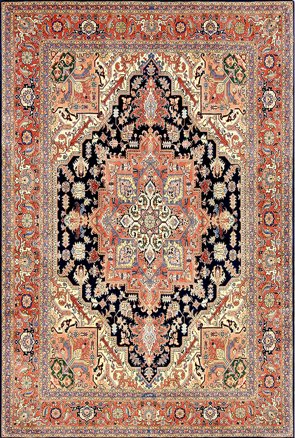 فرش ابریشم ماشینی طرح گلیم مناسب حال و پذیرایی برند دفه کد ABRISHAM SM 1509