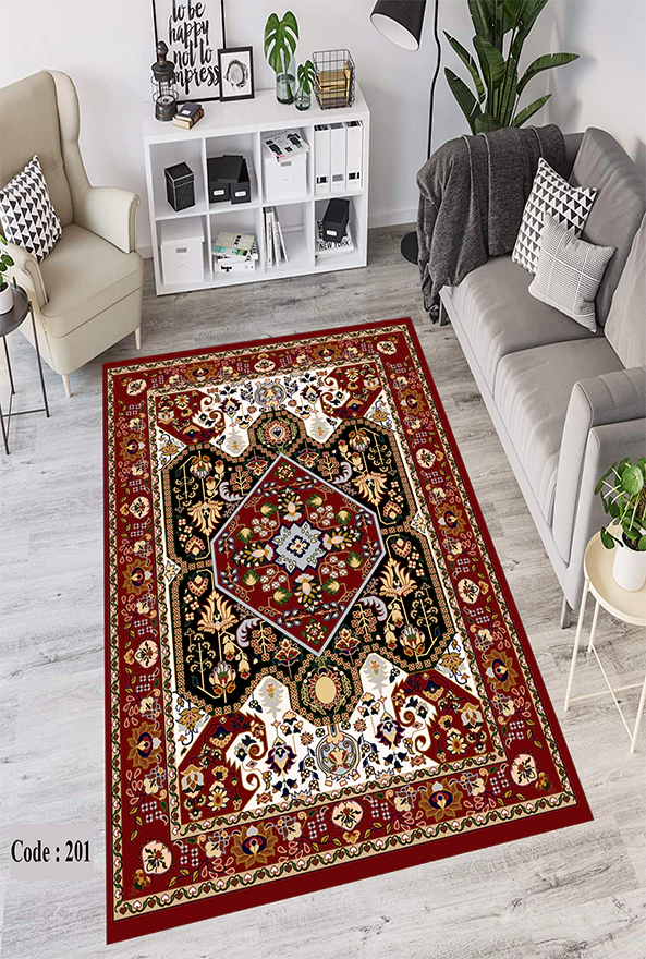 فرشینه و قالیچه (مستطیل، گرد، بیضی) سنتی و مدرن مناسب حال و پذیرایی برند دفه کد DEFEH TOR 188