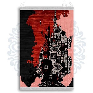 فرشینه دفه از جنس پارچه شانل ترک طرح  گلیم کد 13