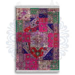 فرشینه دفه از جنس پارچه شانل ترک طرح  گلیم کد 113