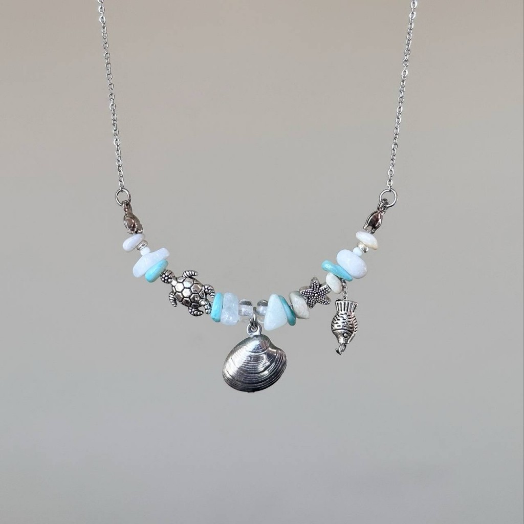 گردنبند سنگ طبیعی دریا