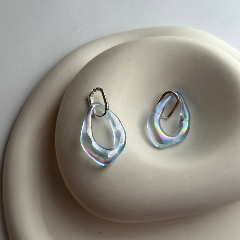 گوشواره آبی هولوگرامی نقره 925 عیار