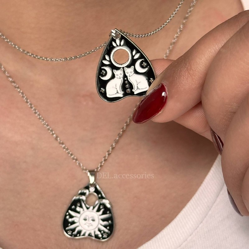 گردنبند گربه و خورشید مدل پیک - استیل رنگ ثابت