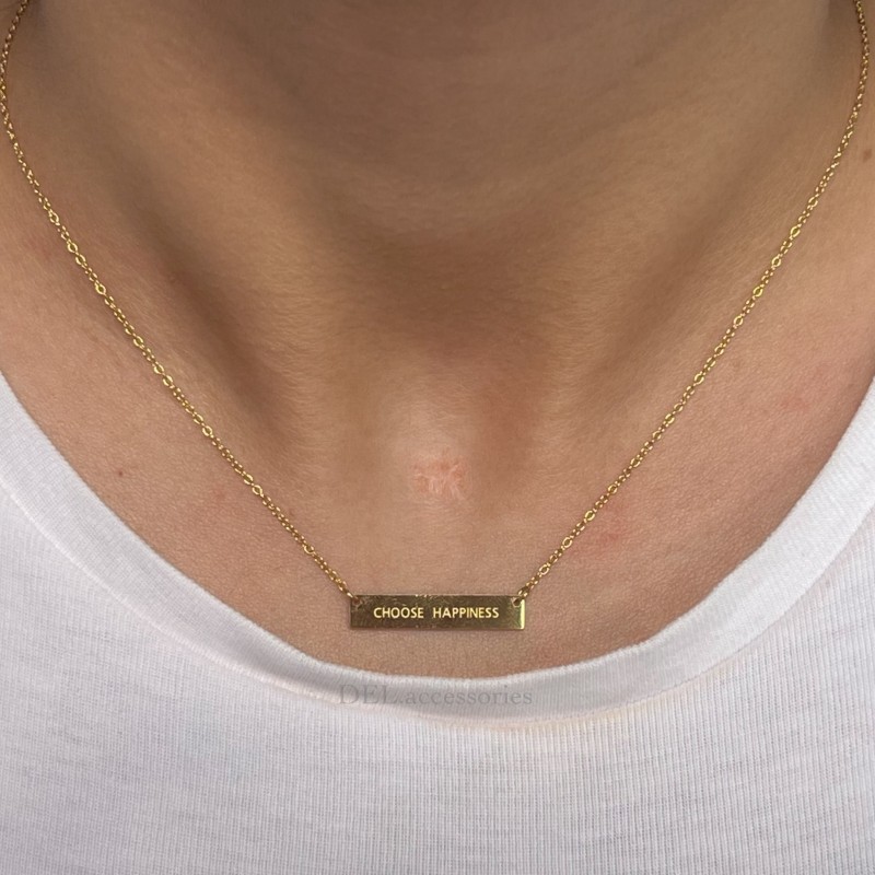 گردنبند  Choose Happiness - یک هدیه با معنی - استیل آبکاری طلا