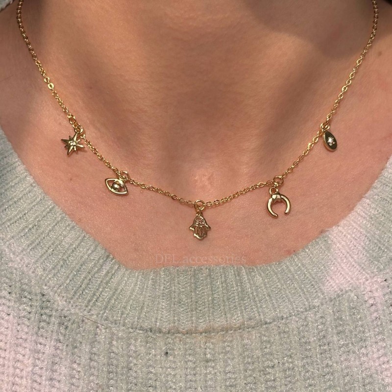 گردنبند استرونومی تاش - استیل آبکاری طلا