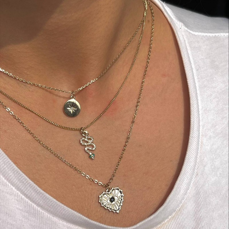 گردنبند سه لاین آبکاری طلا ماری