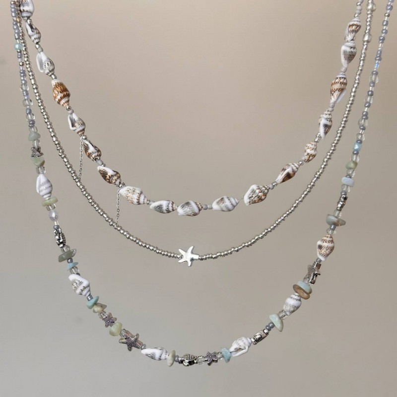 گردنبند دریایی صدف و سنگ طبیعی