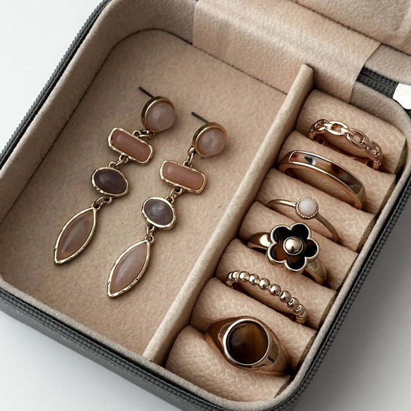 ست انگشتر قهوه ای عسلی