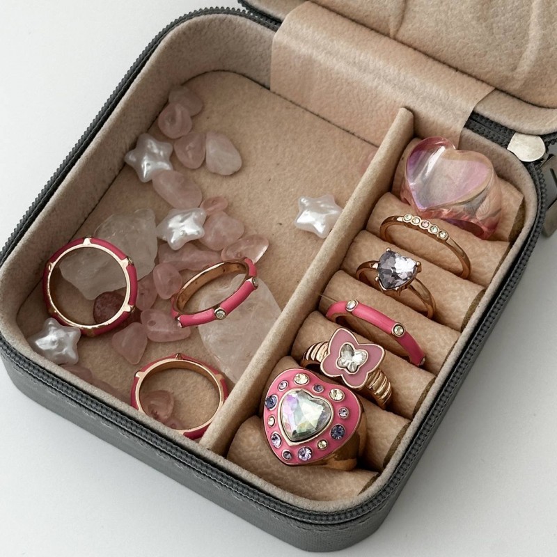 ست انگشتر صورتی آبکاری طلا دخترانه