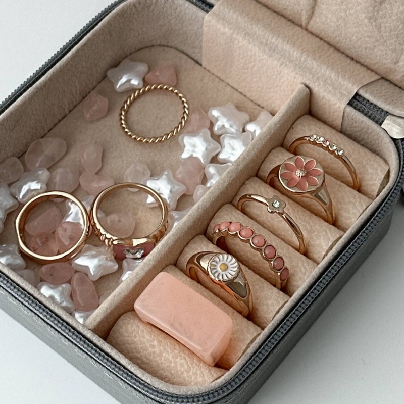 ست انگشتر گلبهی آبکاری طلا