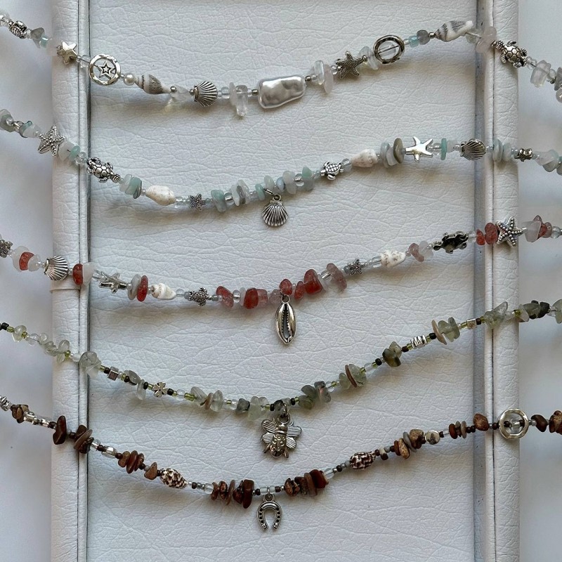 گردنبند سنگ و صدف طبیعی 5 مدل