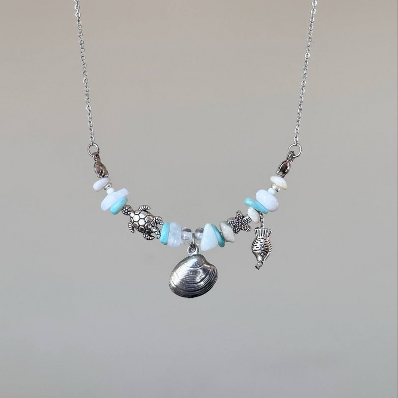 گردنبند سنگ طبیعی دریا