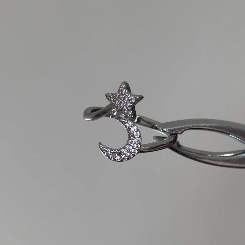 انگشتر ماه و ستاره آبکاری نقره