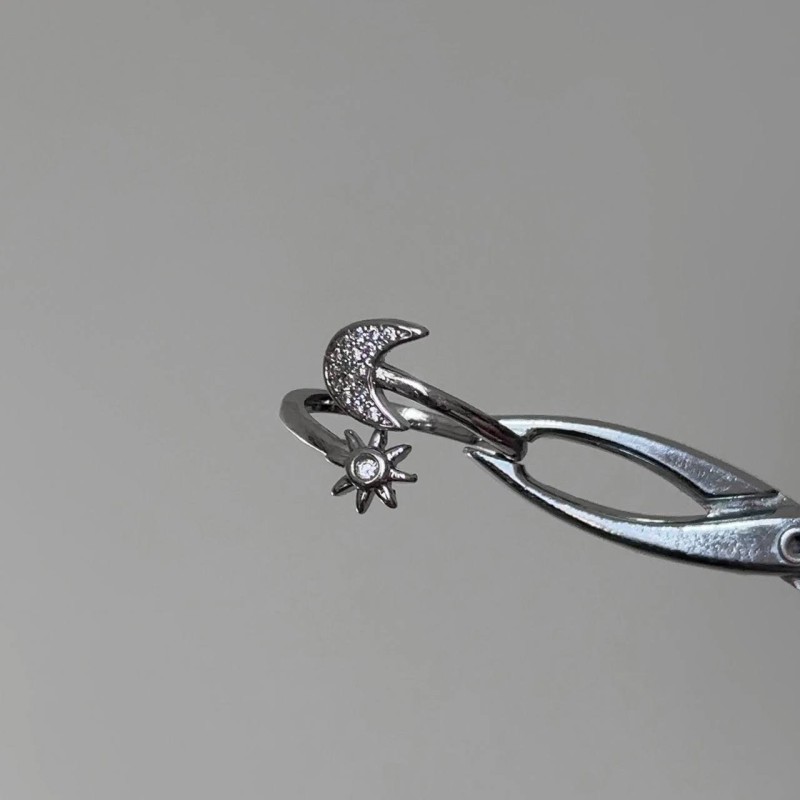 انگشتر آبکاری نقره ماه و خورشید