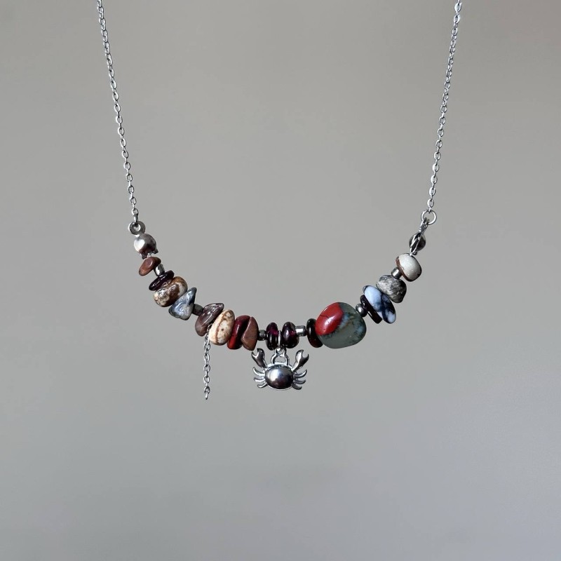 گردنبند خرچنگ سنگ طبیعی