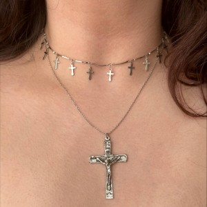 گردنبند دو لاین صلیب استیل