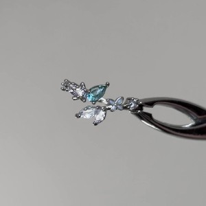 انگشتر آبکاری نقره کریستال آبی