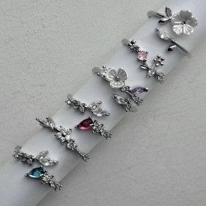 انگشتر آبکاری نقره گل