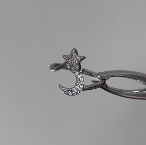 انگشتر ماه و ستاره آبکاری نقره