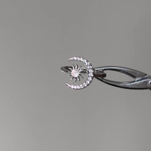 انگشتر ابکاری نقره ماه و خورشید