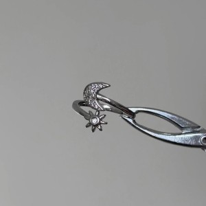 انگشتر آبکاری نقره ماه و خورشید