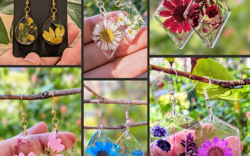آموزش ساخت زیورآلات رزینی با گل‌ها و گیاهان خشک