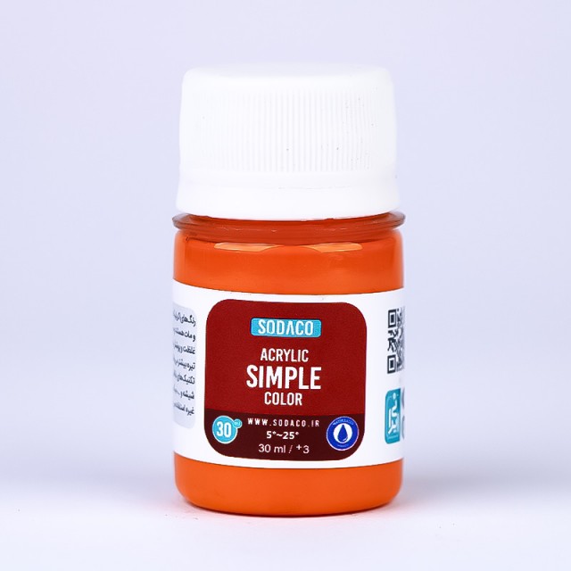 رنگ نارنجی روشن اکریلیک ساده  هنری 30 میل  سوداکو 305