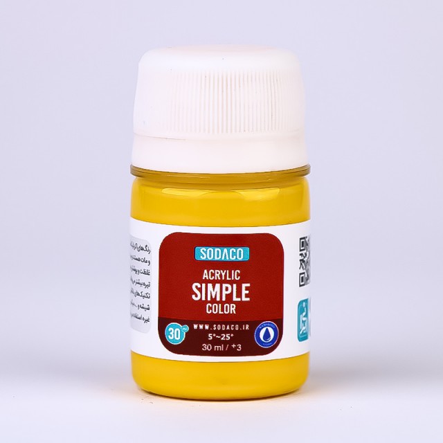 رنگ زرد اکریلیک ساده  هنری 30 میل  سوداکو 308
