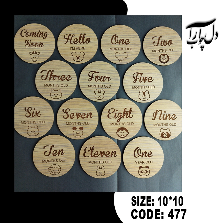 دیسک چوبی ماهگرد نوزاد شامل 14 عدد دیسک ماهگرد سایز 10 سانت کد 477