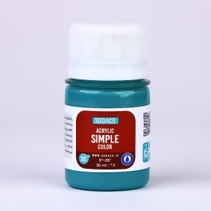 رنگ فیروزه ای سیر اکریلیک ساده  هنری 30 میل  سوداکو 349