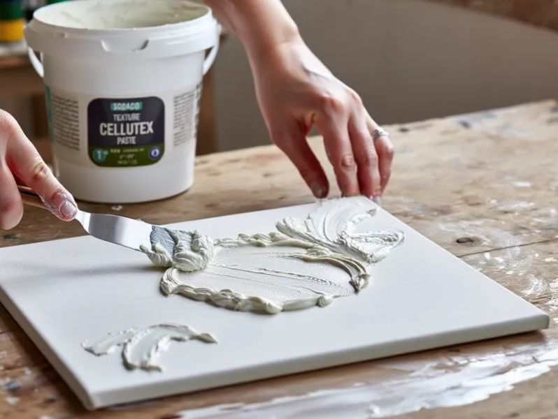 اجرای شابلون با خمیر تکسچر سلوتکس