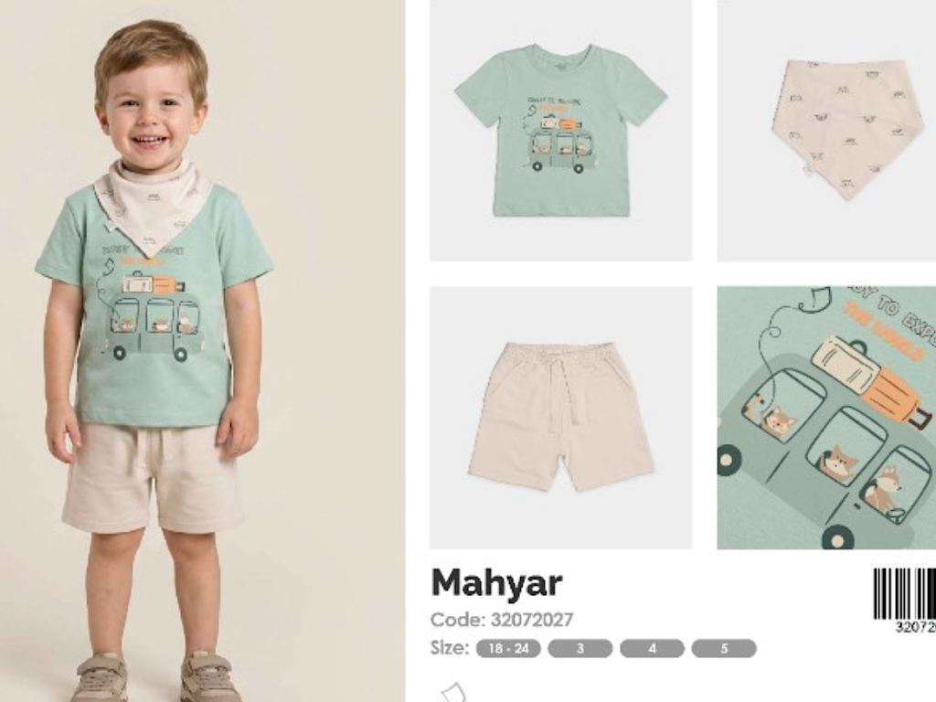 تیشرت و شلوارک با دستمال گردن پسرانه طرح ماشین مدل mahyar پاپو papo